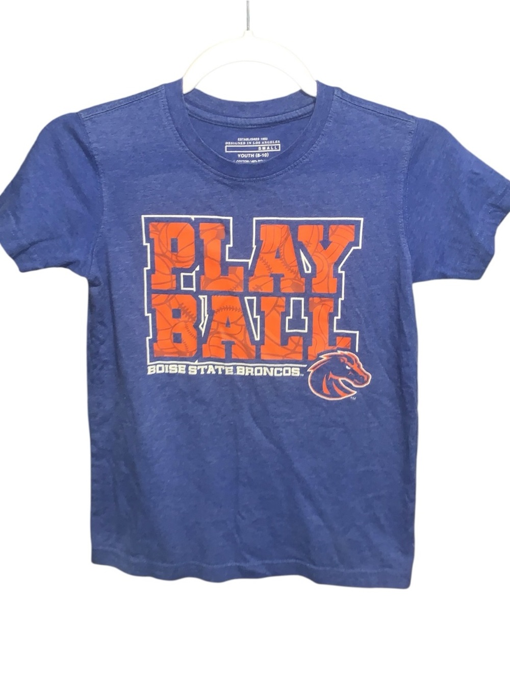 Boise State Broncos Youth Blue 'Play Ball' Graphic Short Sleeve Tee Shirt